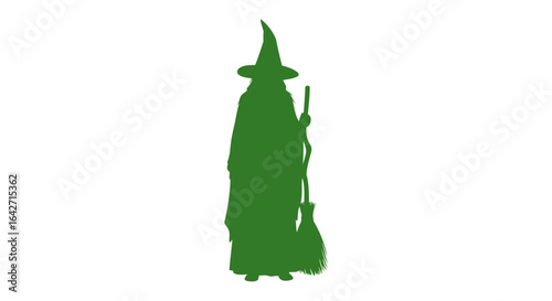 mysterious green witch silhouette perfect for halloween or fantasy designs