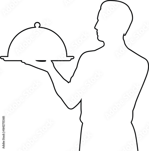 Waiter serving food illustration restaurant service concept