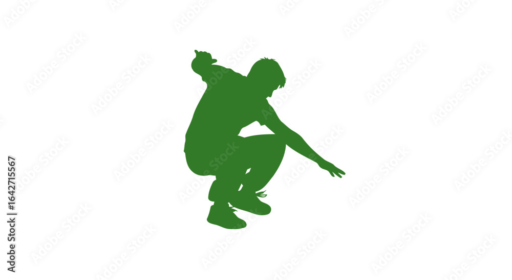 Fototapeta premium preparing for a powerful leap athletic silhouette ready to jump