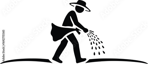 Illustration of farmer sowing seeds agriculture and harvest time