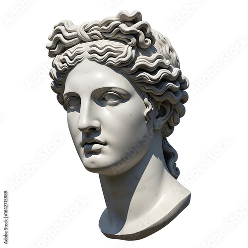 Timeless marble bust of Apollo exudes classical elegance and artistic mastery for sophisticated projects