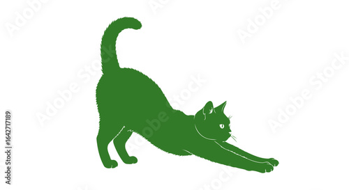 stretching green cat silhouette perfect for wellness yoga and pet brands