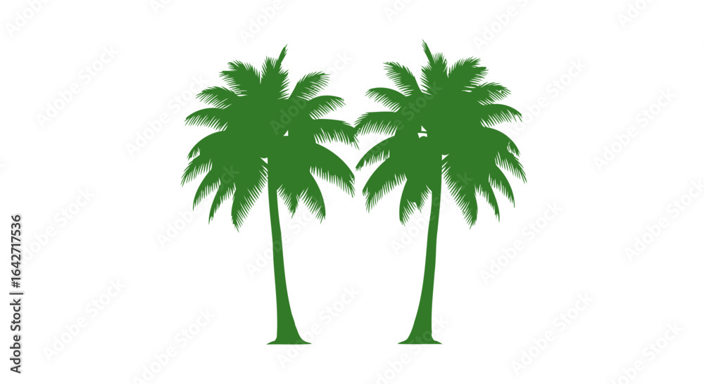 Obraz premium tropical paradise two palm trees silhouette for island designs