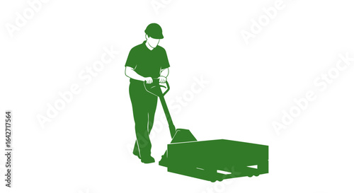 worker operating industrial floor cleaning machine