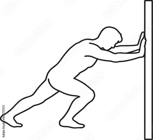 Wall stretch exercise calf muscle stretch fitness routine man