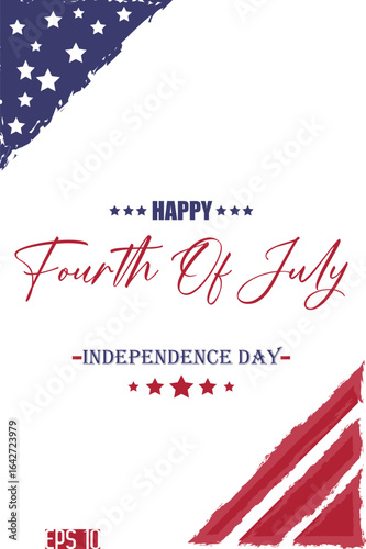 Happy 4th of July Independence Day Cursive Hand Lettering USA Abstract Flag Template
