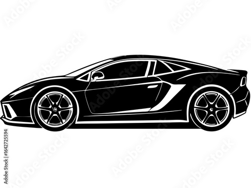 Sports Car Side View Silhouette