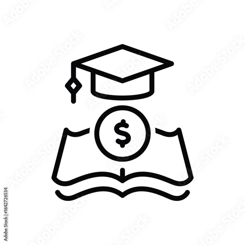 Black line icon for scholarship