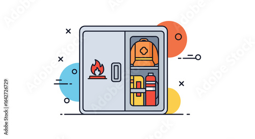 Fire safety equipment storage cabinet for emergency response readiness