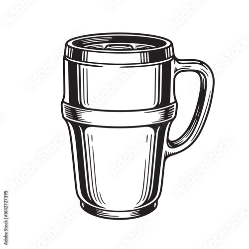 Detailed engraved illustration of a classic beer stein perfect for vintage brewery branding