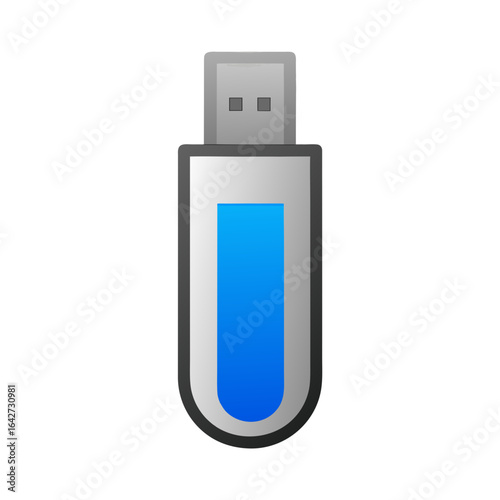 Modern usb flash drive with blue data indicator on black background