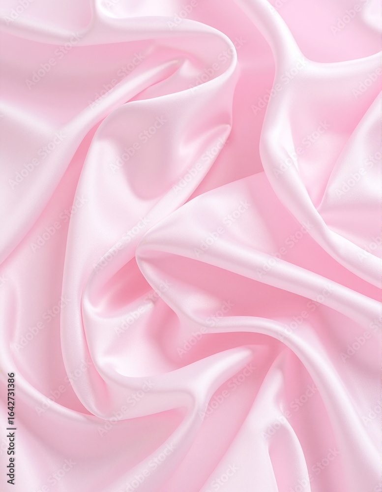 Fototapeta premium A smooth, luxurious pink silk fabric drapes elegantly, showcasing its soft sheen and delicate texture, perfect for adding a touch of elegance to any design.