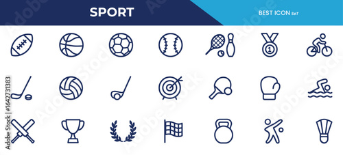 Sport Line Icons Pack – Vector Designs for Fitness, Athletics, 