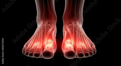 Foot Pain Anatomy: Digital Illustration of Inflammation