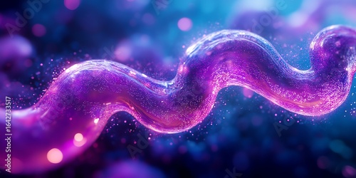 Abstract Vibrant Purple Blue Wavy Light Pattern in Dynamic Digital Art