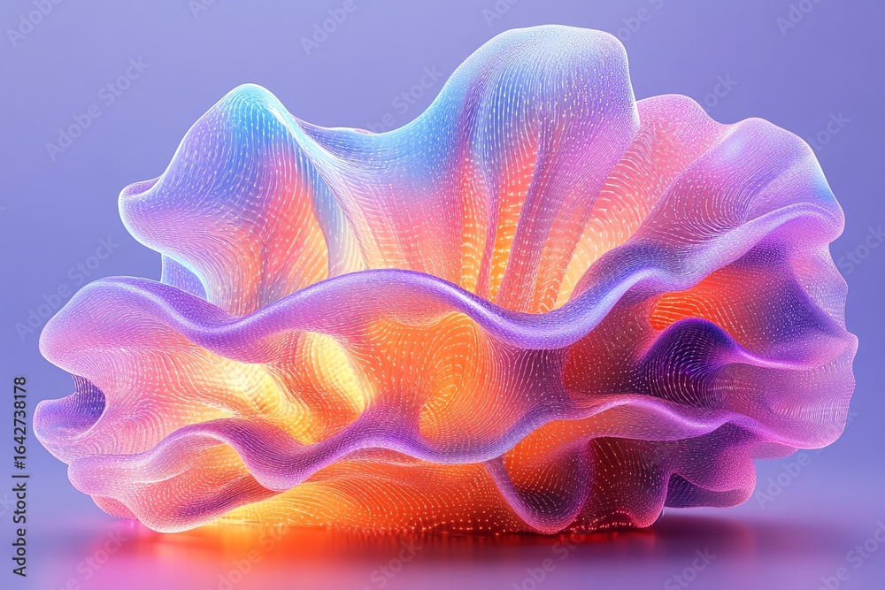 Obraz premium Abstract Colorful Organic Shape with Vibrant Light Effects in Futuristic Style
