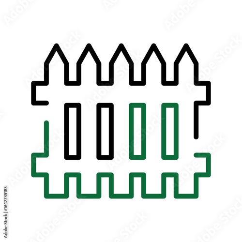 Picket Fence Outline Icon for Boundary and Garden Design 