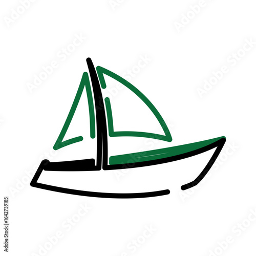 Sailboat Outline Icon for Sailing and Marine Adventure 