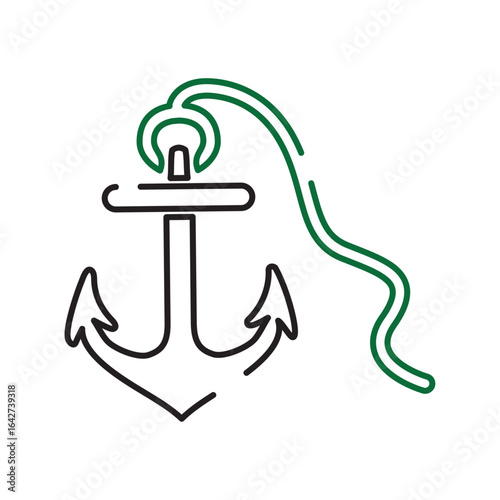 Ship Anchor Outline Icon for Marine Navigation and Stability 
