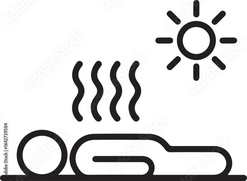 Person lying down under the sun with heat waves indicating overheating or heatstroke