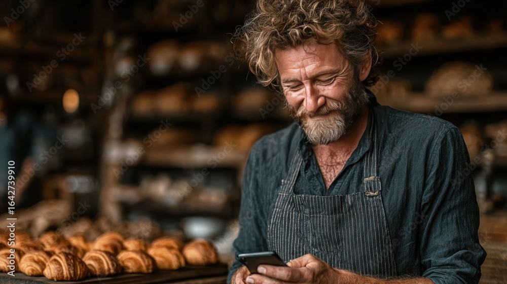 Obraz premium Small business owner using banking app