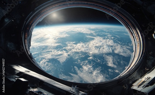 Earth seen from space through a spaceship window (1)