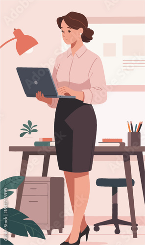 vector female character wearing work uniform