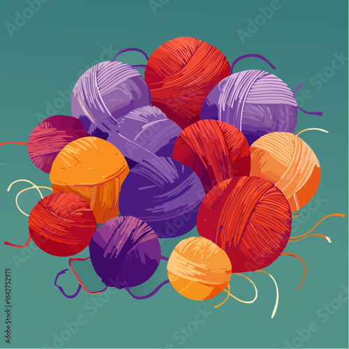 Balls of yarn with knitting of wool tools for knitwork handicraft crocheting handknitting
3