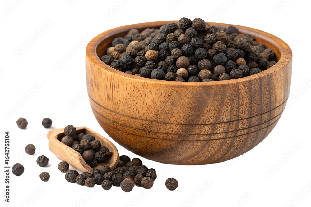 black pepper in a wooden bowl black pepper in a wooden bowl