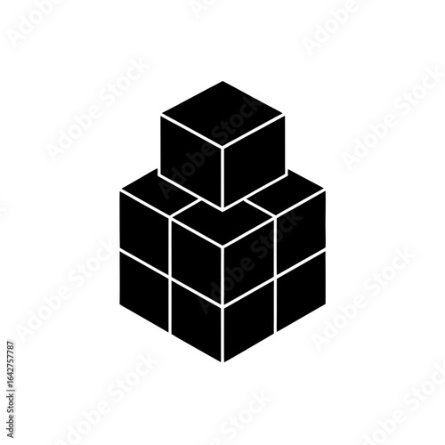 glossy red cube tower stacked neatly on transparent background
