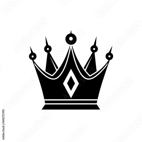 golden crown icon with gemstone inlays on transparent background
