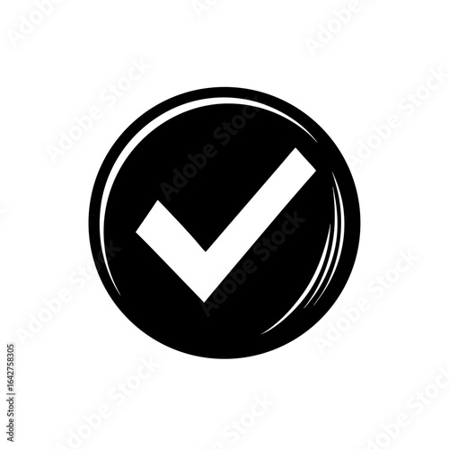 red circular button with glossy green checkmark on transparent background