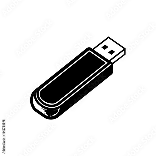 shiny silver usb stick with blue cap on transparent background
