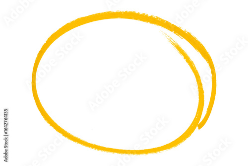 Yellow pencil highlight circle mark isolated on transparent background