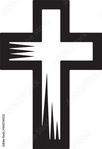 Latin Cross Icon black silhouette. Ancient Christian sign. Vector illustration.