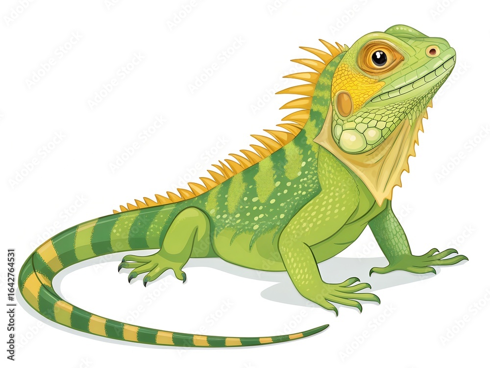Obraz premium green iguana on white background