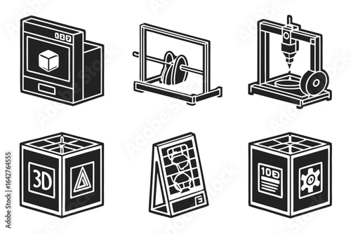 Collection of 3D Printing Technology Icons.