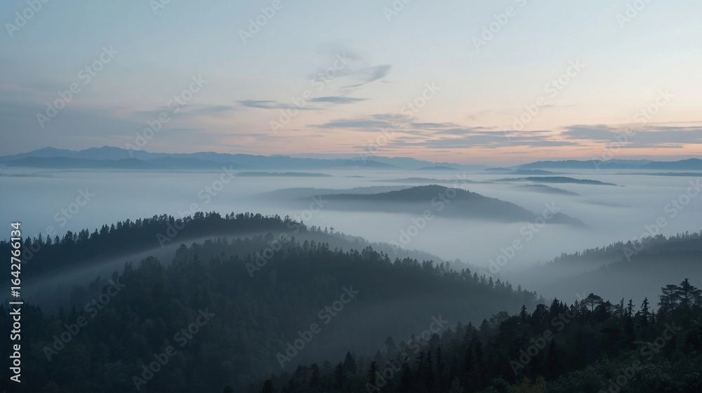 Obraz premium Morning Fog Mountain Landscape