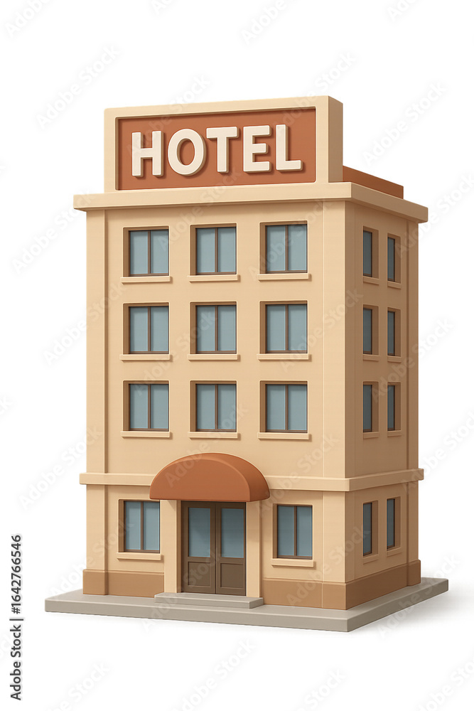 Obraz premium Illustration of a hotel building with a white background