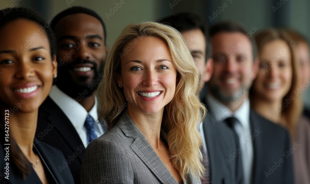 Diverse and inclusive group of financial businesspeople smiling at a team-building workshop event in the office. The image promotes workplace race inclusion and diversity, Generative AI Diverse and inclusive group of financial businesspeople smiling at a team-building workshop event in the office. The image promotes workplace race inclusion and diversity, Generative AI