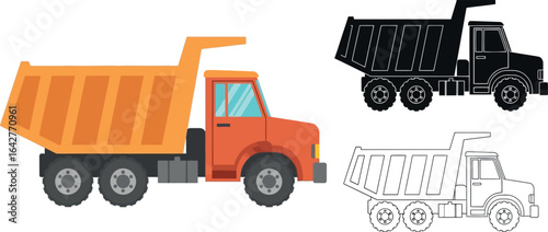 Dump truck vector illustration construction vehicle design