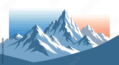 Snowy mountain peaks vector illustration landscape design