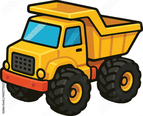 Bright Yellow Cartoon Dump Truck Vector