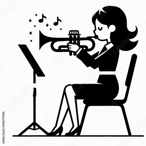 illustration of a woman playing the trumpet 