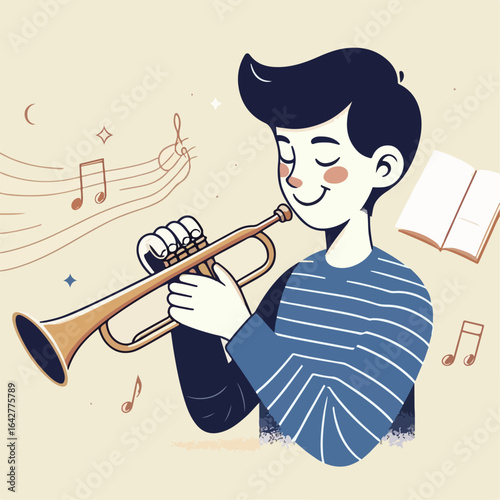 illustration of a man playing the trumpet 