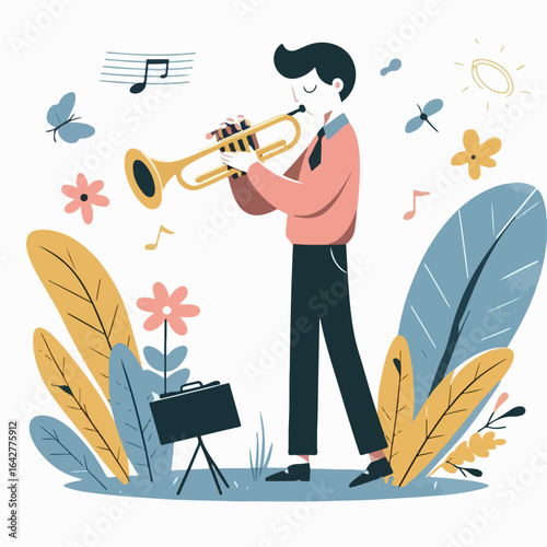 illustration of a man playing the trumpet 