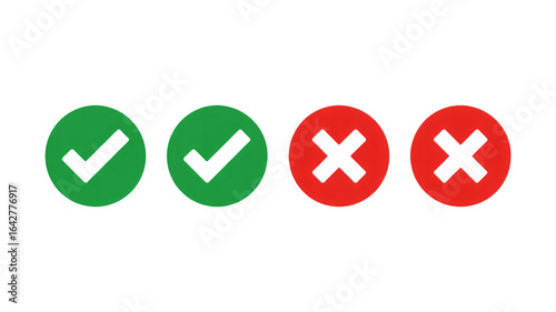 Clear decision making with green checkmarks and red cross icons showing approval and rejection