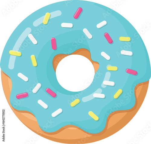 Donut with blue icing and sprinkles vector illustration