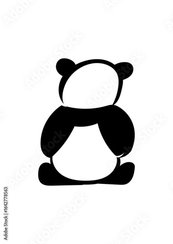 Sitzender Panda von hinten