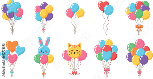 Colorful cartoon balloons vector graphics party celebration